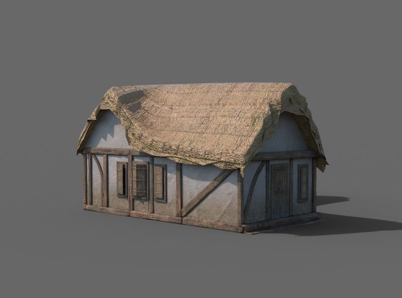 Medieval Village House 01 Low-poly 3D model_1