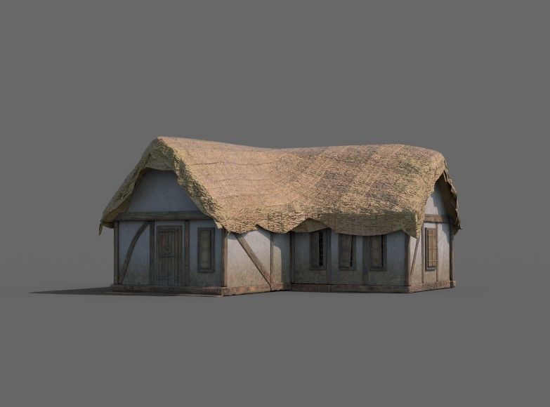 Medieval Village House 01 Low-poly 3D model_4