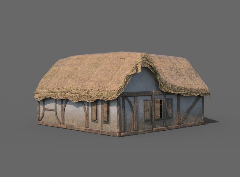 Medieval Village House 01 Low-poly 3D model_2