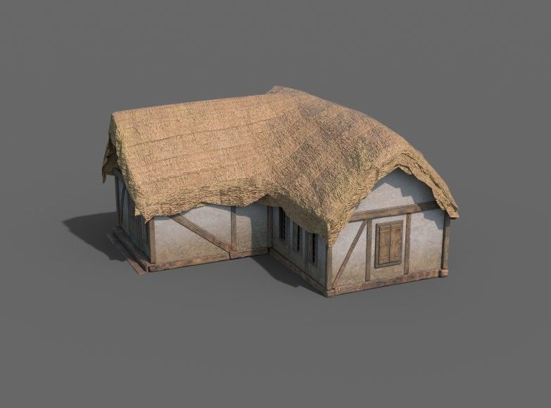Medieval Village House 01 Low-poly 3D model_3