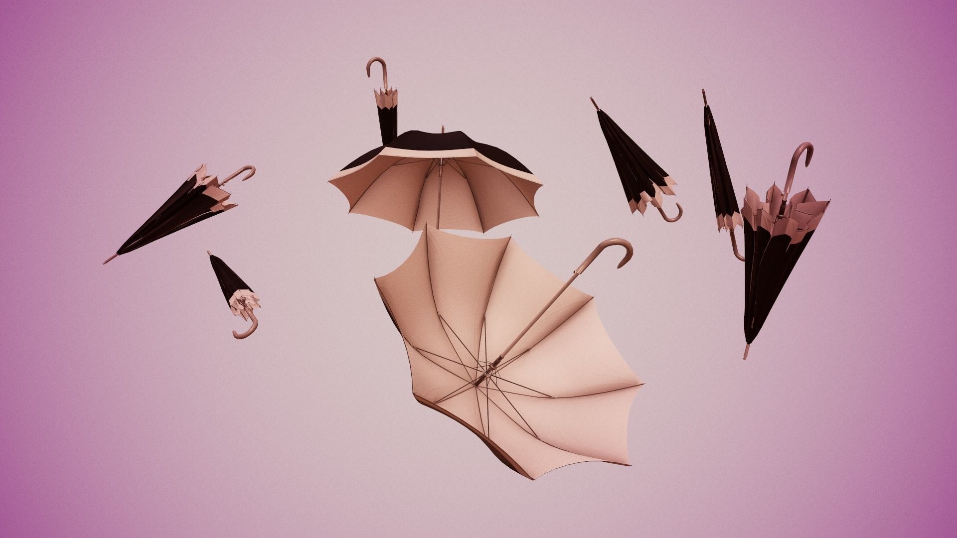Umbrella Animated Low-poly 3D model_14