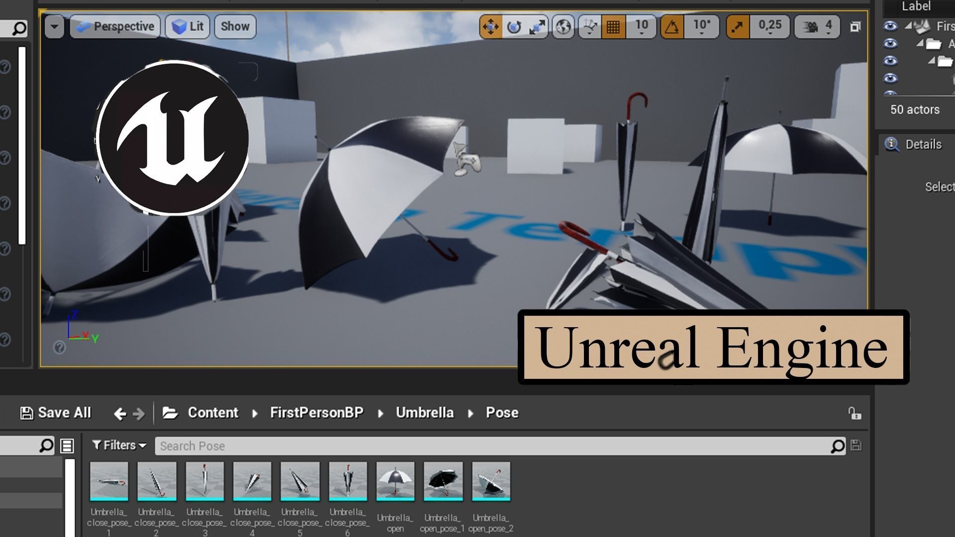 Umbrella Animated Low-poly 3D model_3