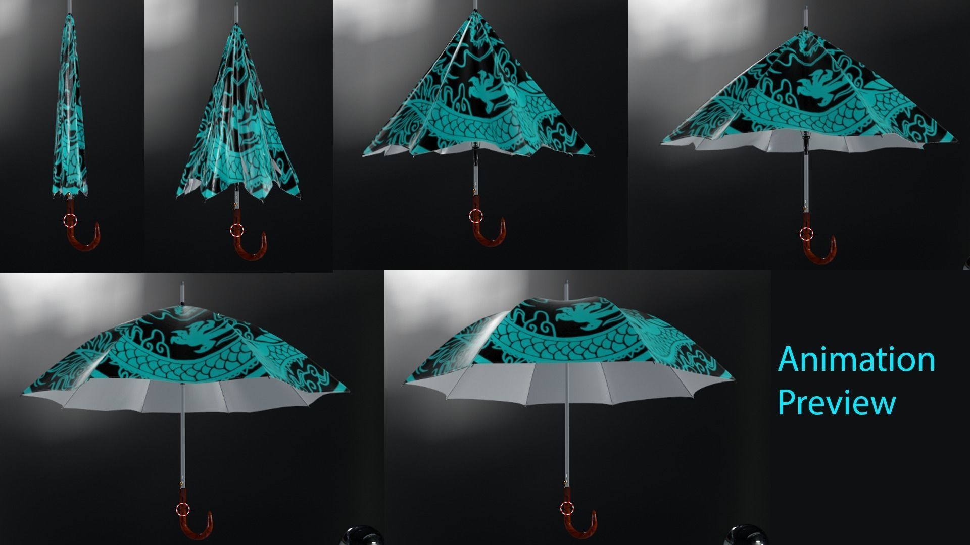 Umbrella Animated Low-poly 3D model_11