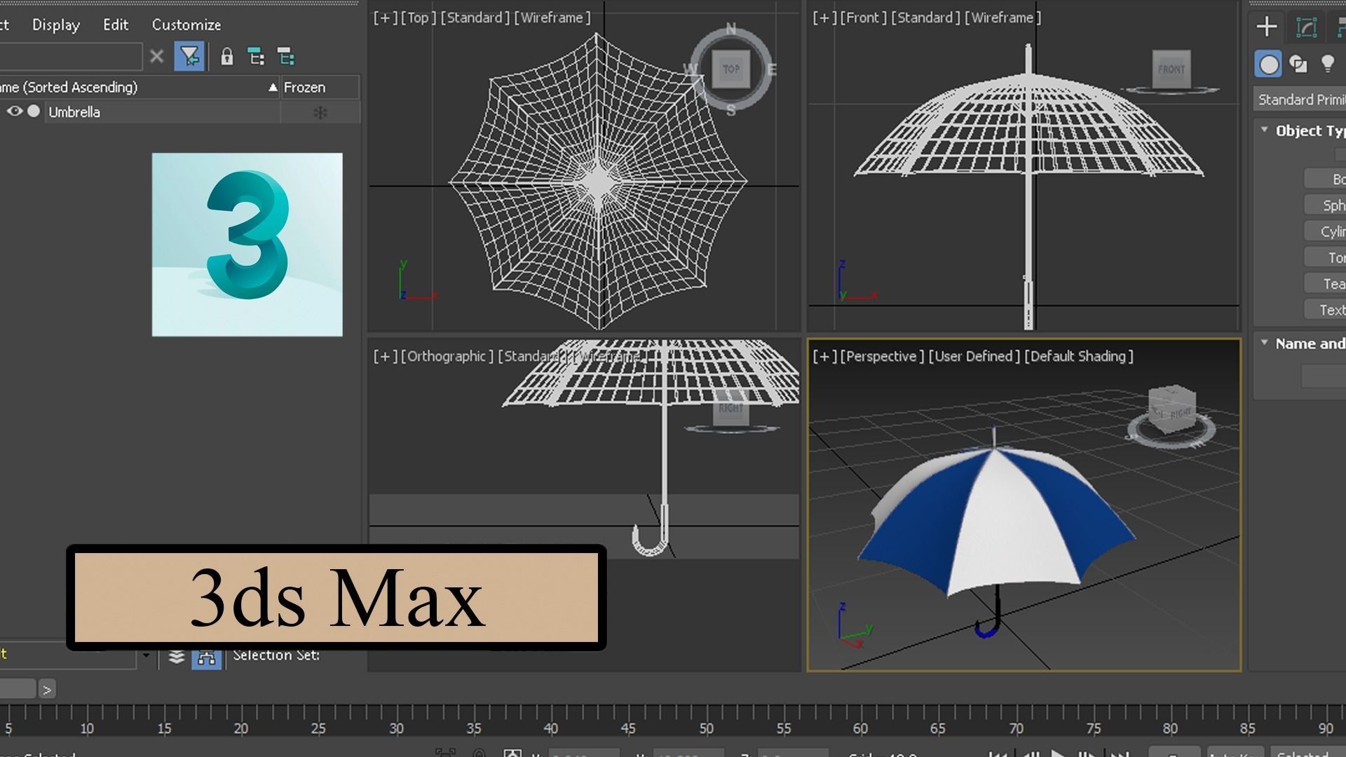 Umbrella Animated Low-poly 3D model_6