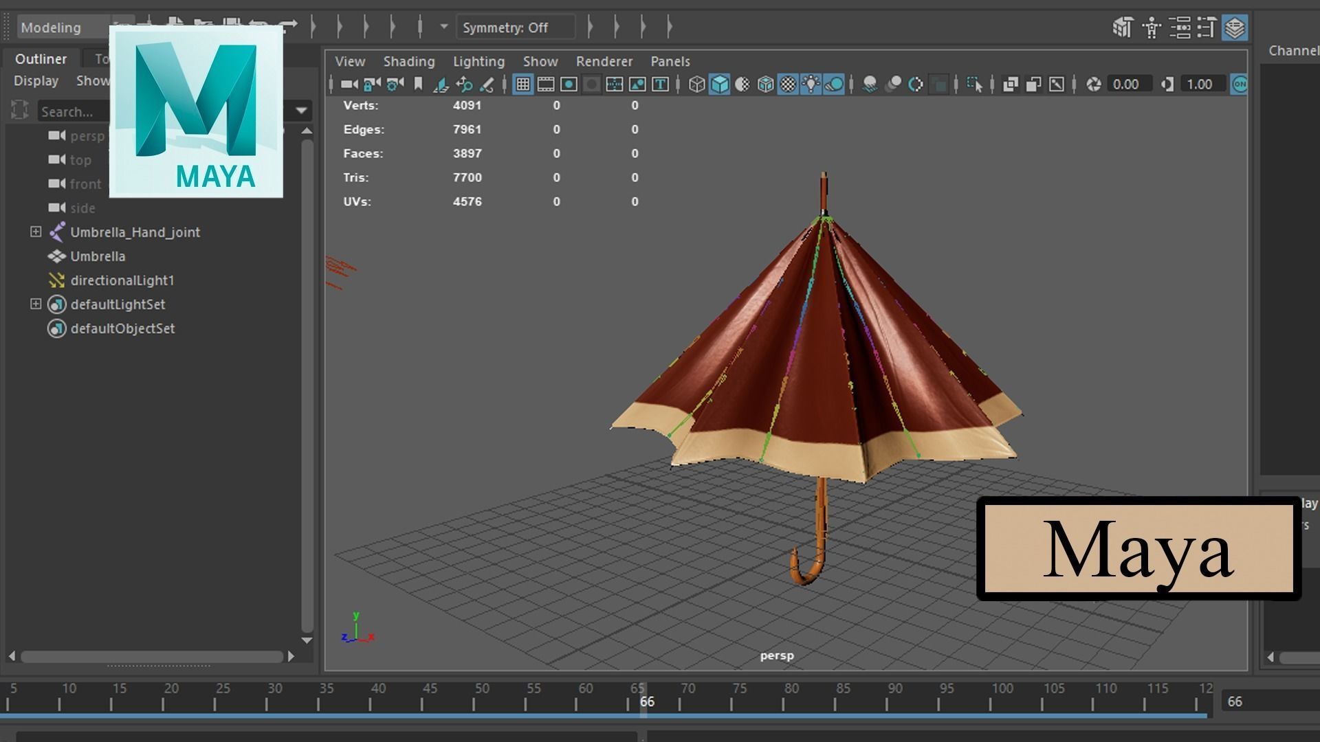 Umbrella Animated Low-poly 3D model_9
