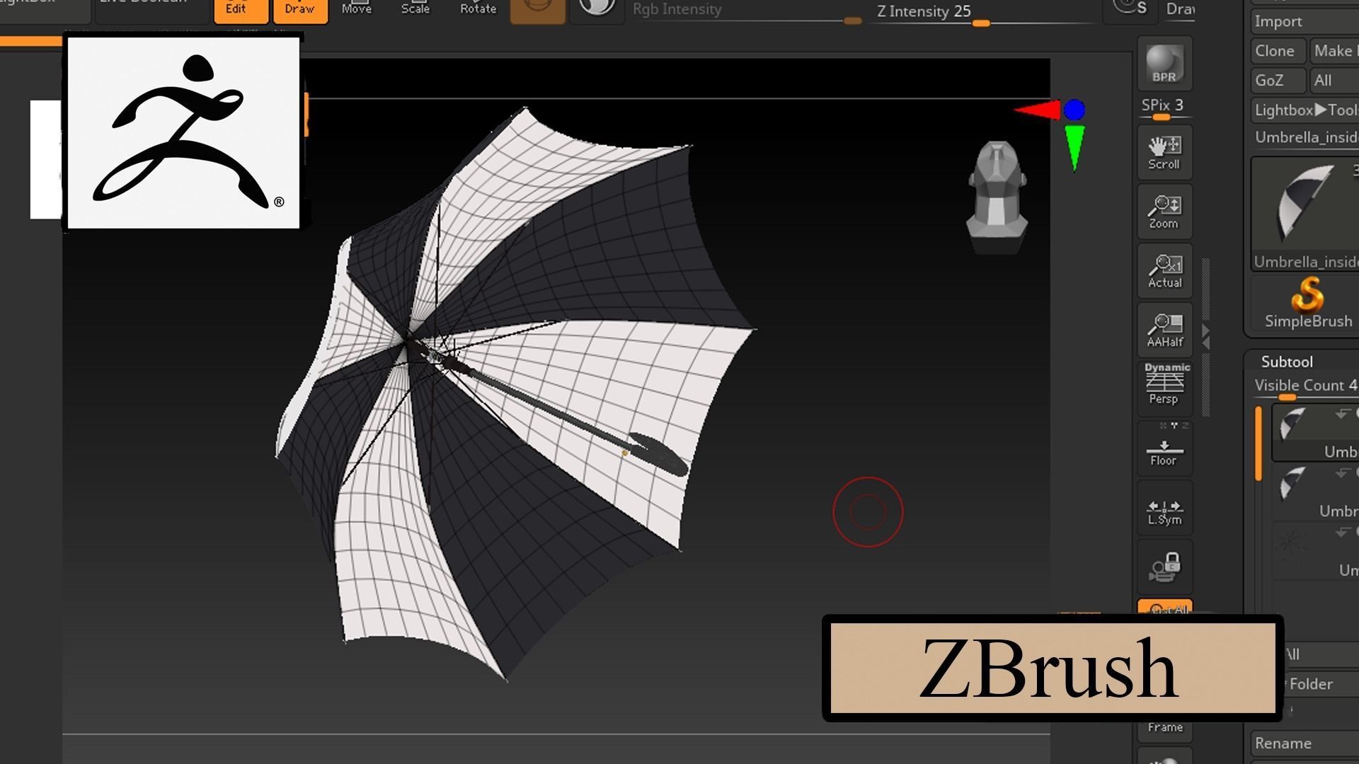 Umbrella Animated Low-poly 3D model_10