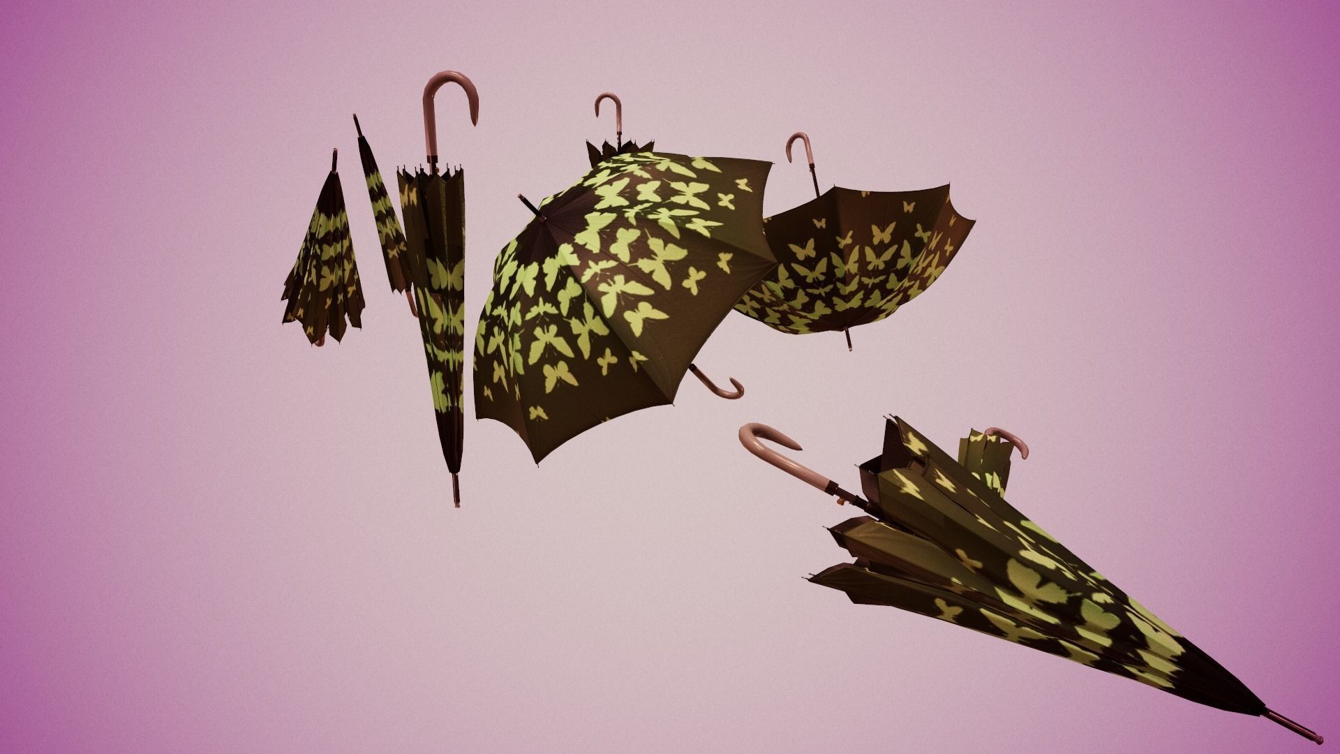 Umbrella Animated Low-poly 3D model_16