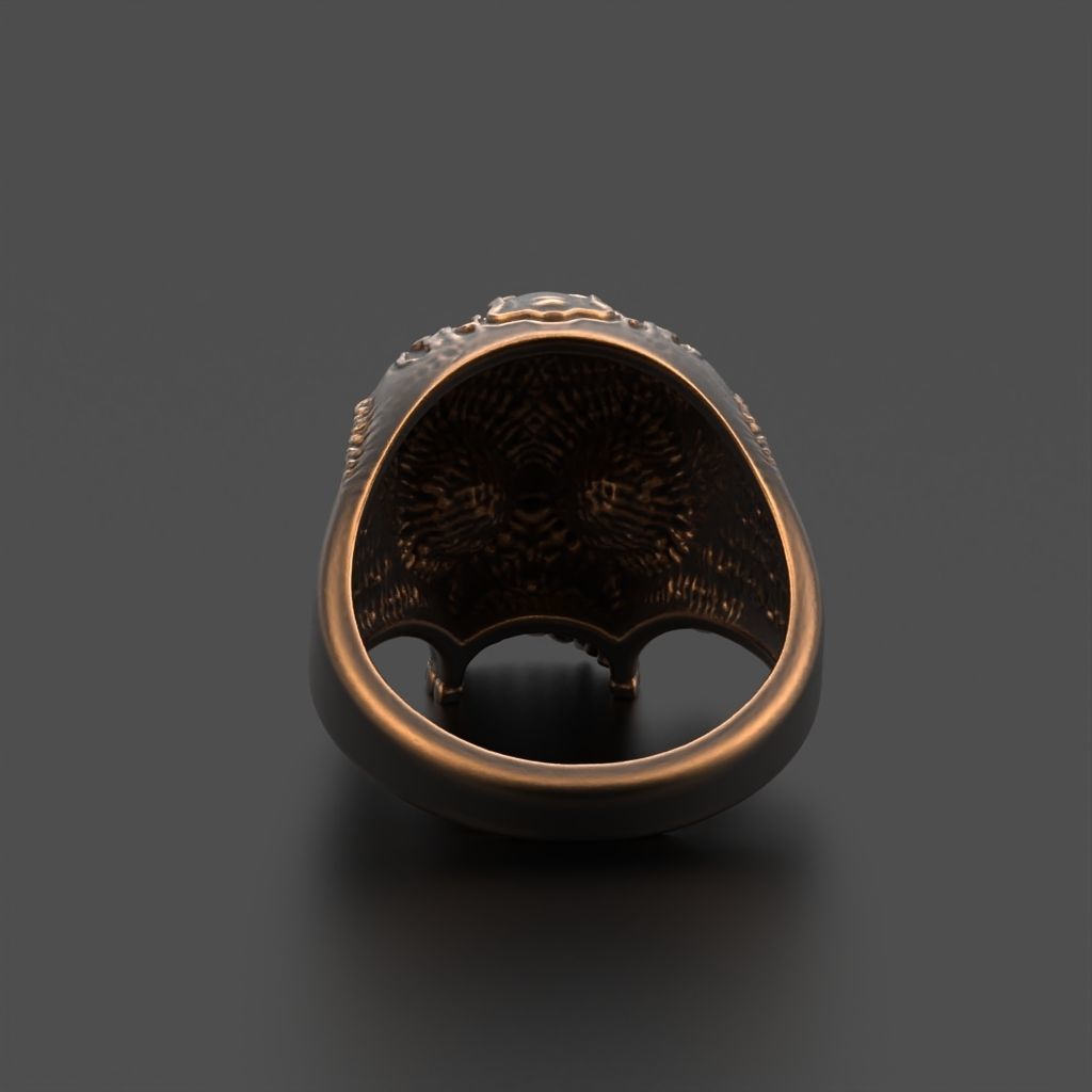 Biomechanical Skull Ring 3D print model_6