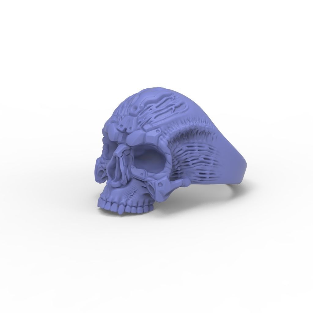 Biomechanical Skull Ring 3D print model_14