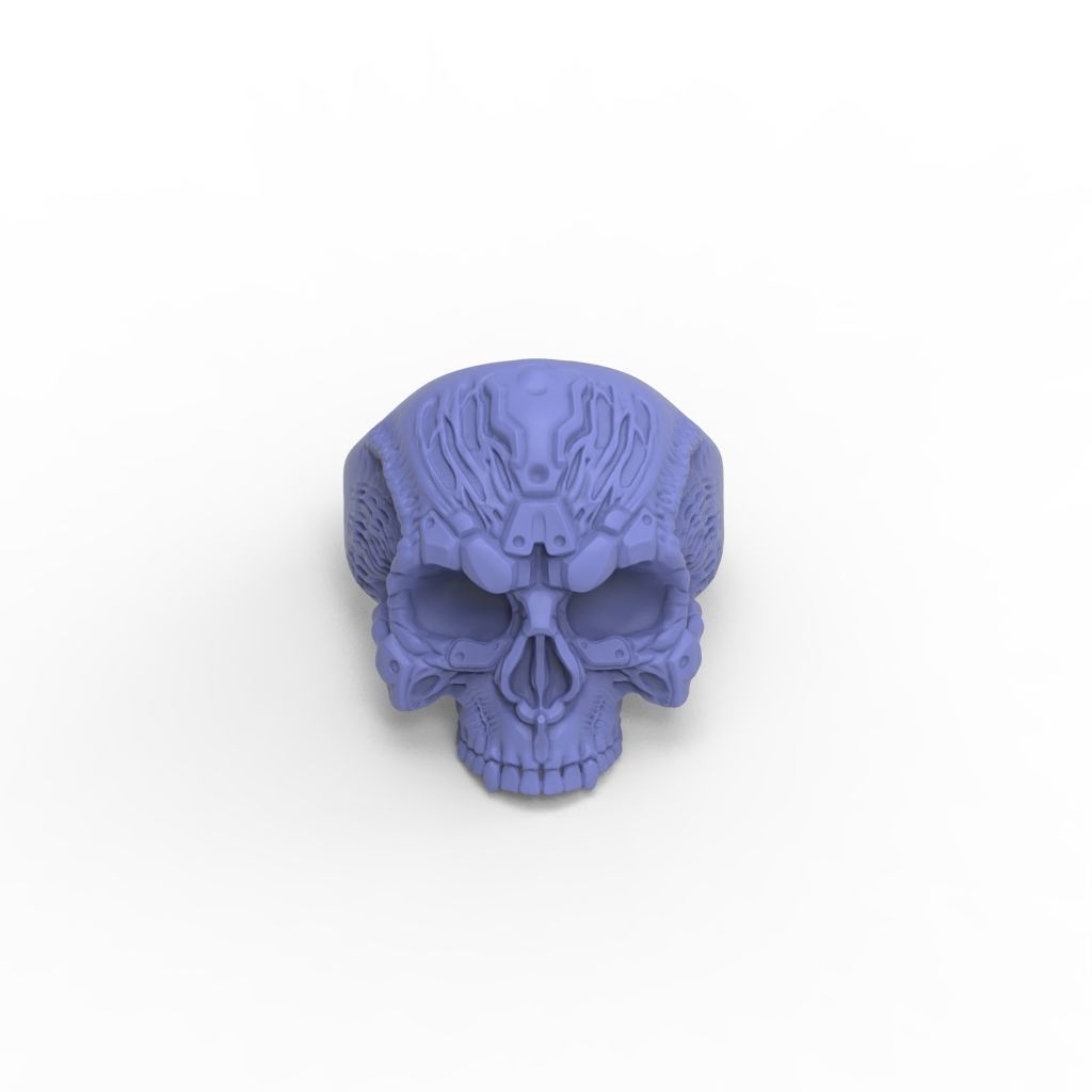 Biomechanical Skull Ring 3D print model_13