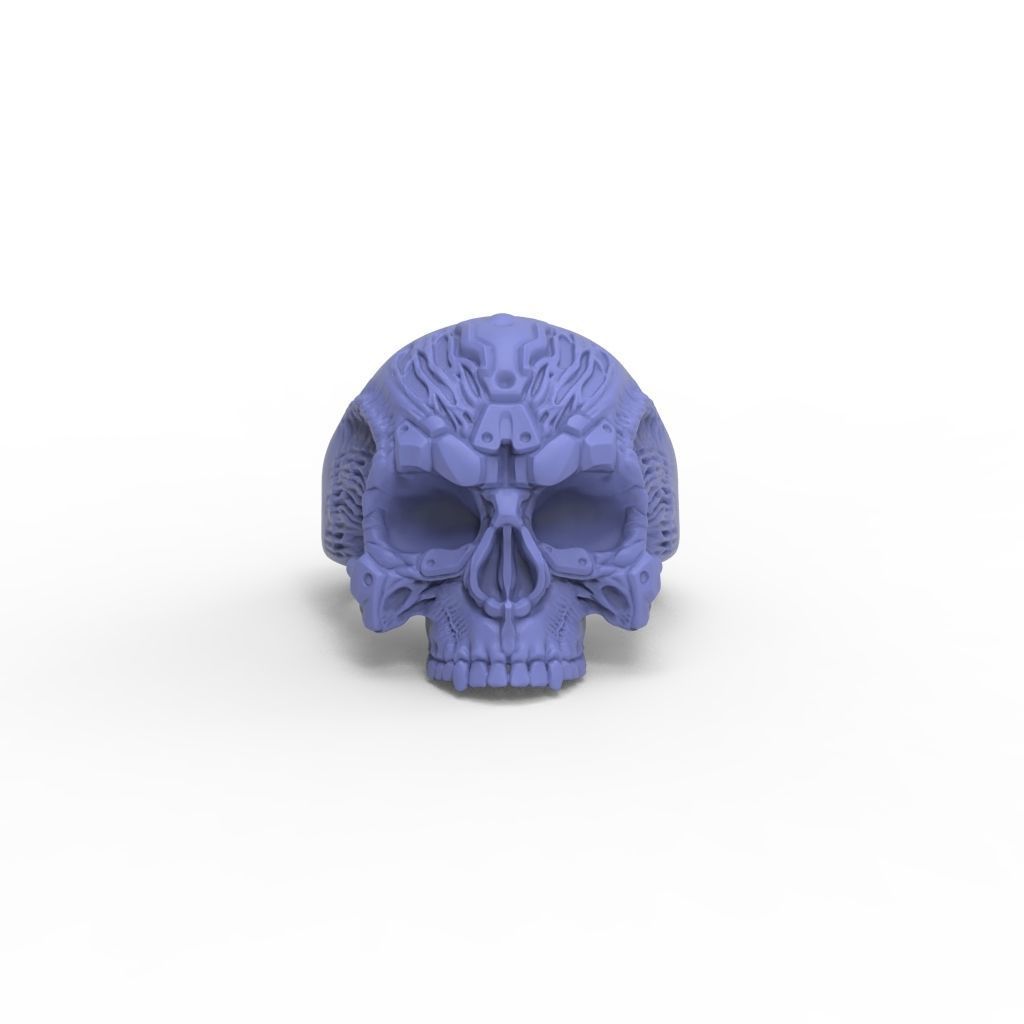 Biomechanical Skull Ring 3D print model_12