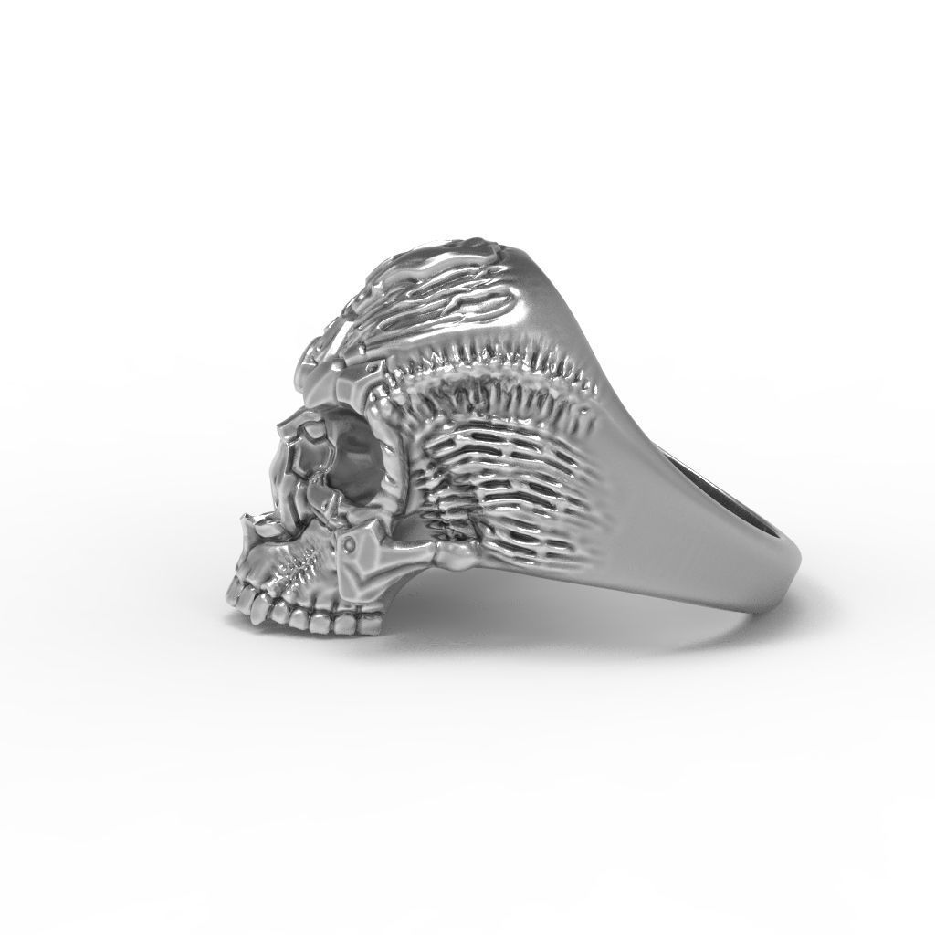 Biomechanical Skull Ring 3D print model_22
