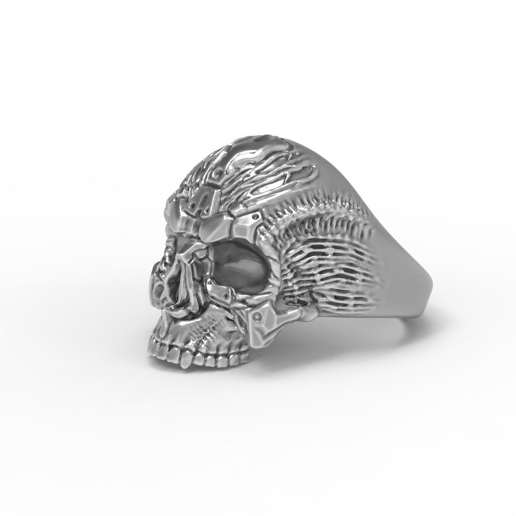 Biomechanical Skull Ring 3D print model_21