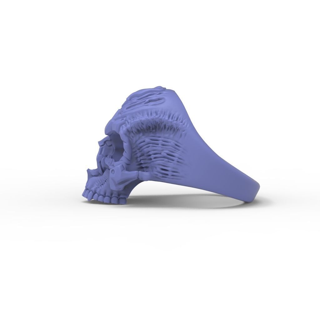 Biomechanical Skull Ring 3D print model_15
