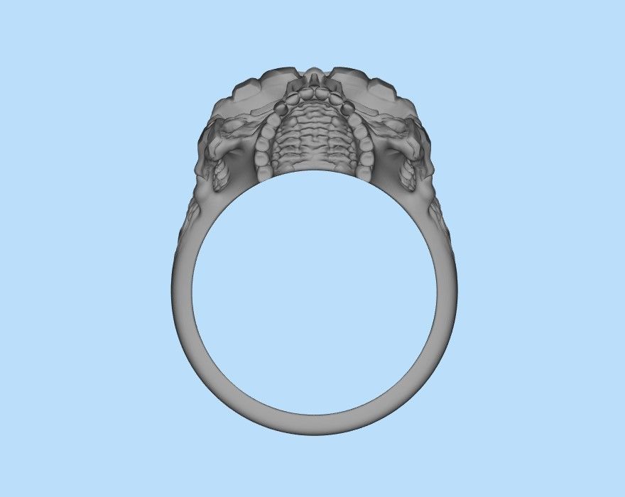 Biomechanical Skull Ring 3D print model_25