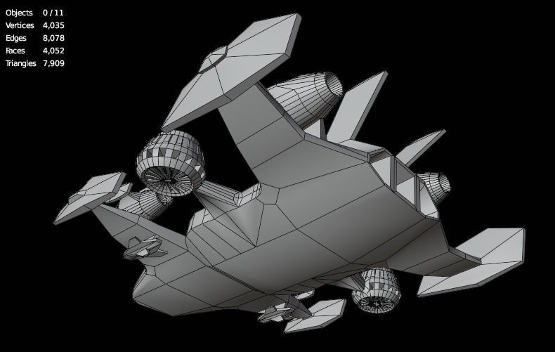 Spaceship Black Hawk Down Low-poly Low-poly 3D model_4
