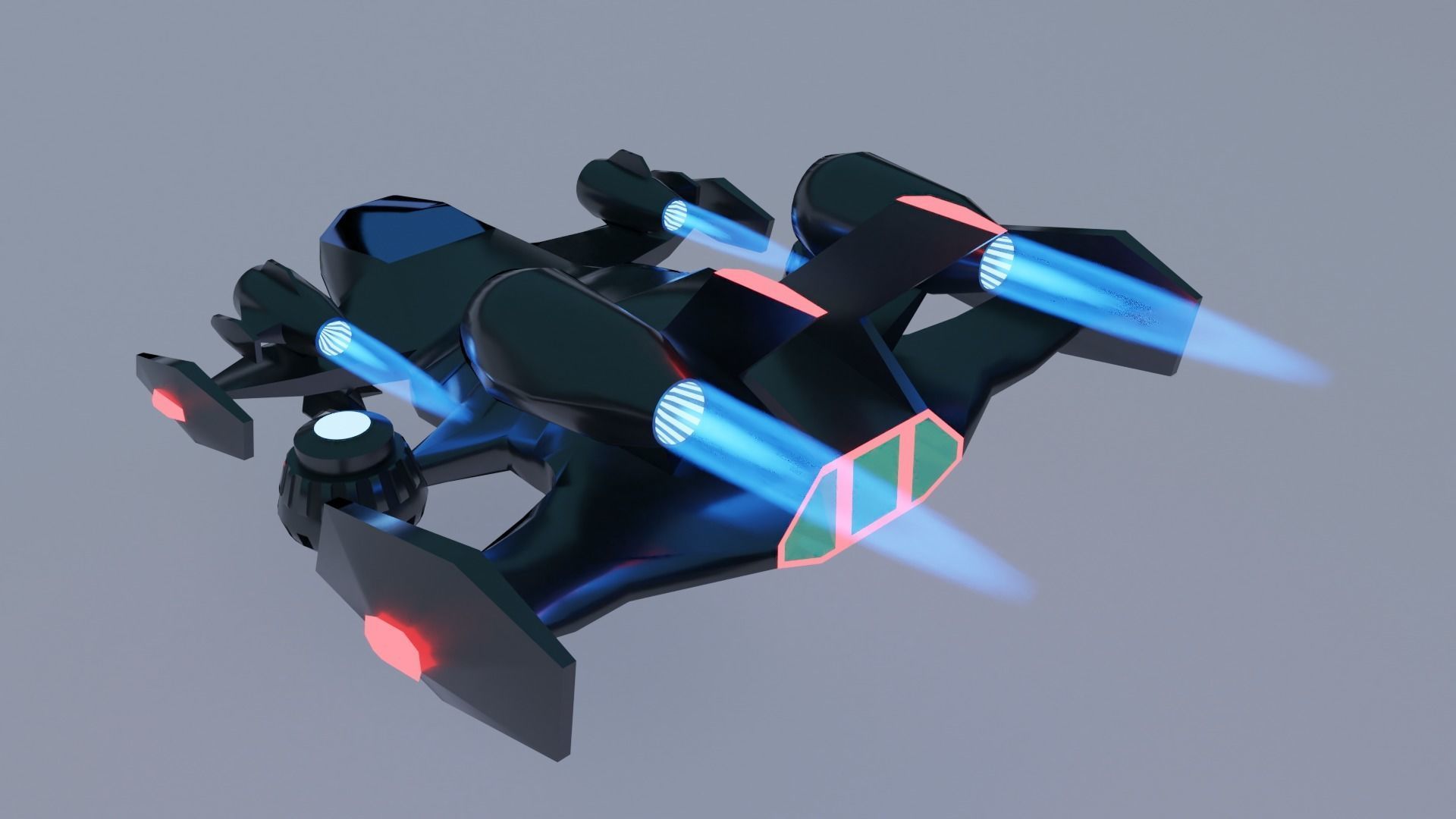 Spaceship Black Hawk Down Low-poly Low-poly 3D model_2
