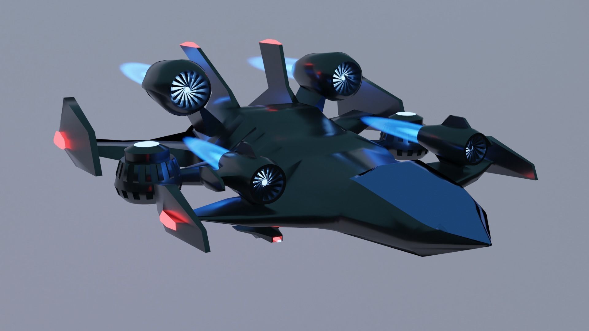 Spaceship Black Hawk Down Low-poly Low-poly 3D model_0
