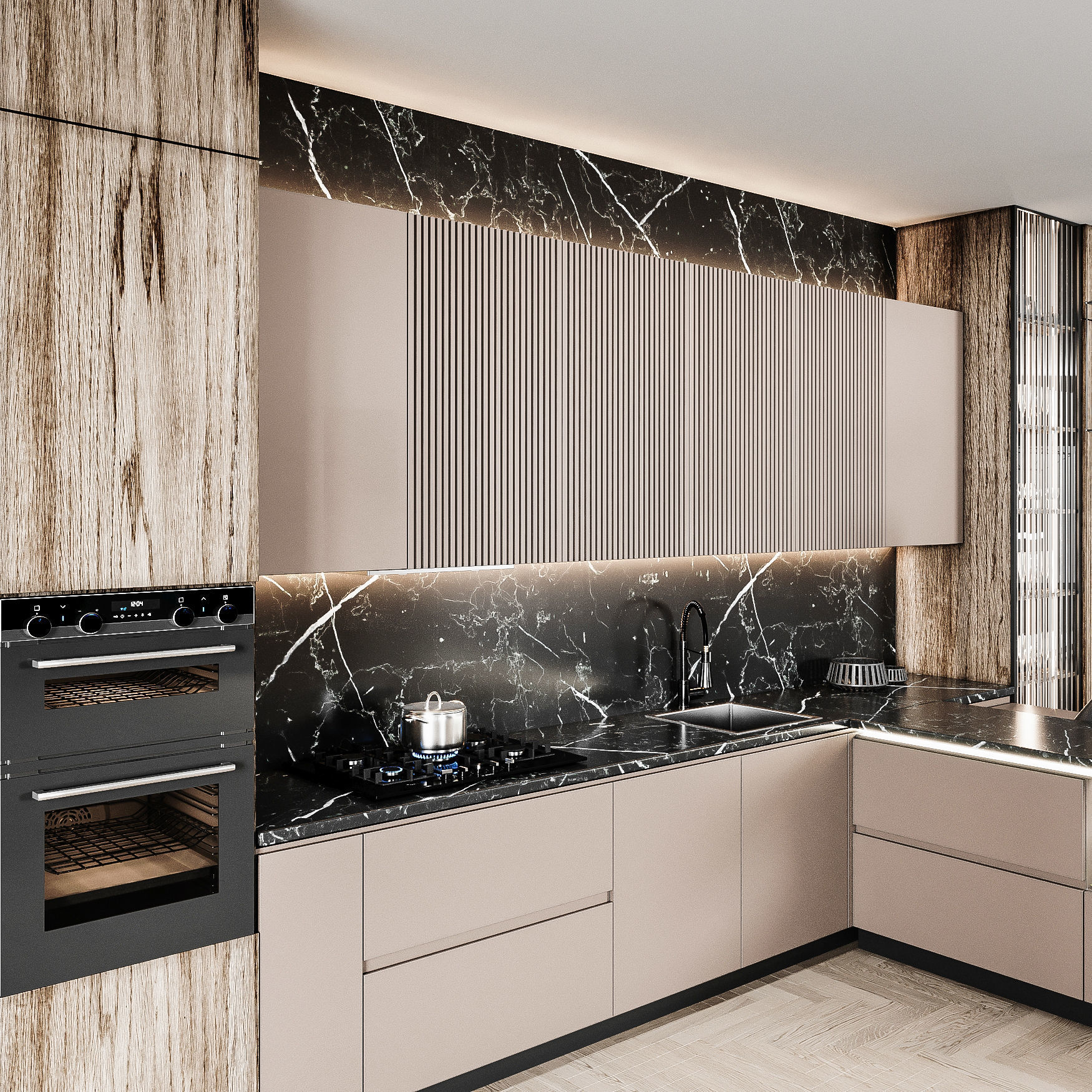 kitche84 modern kitchen with cabinets and marble counter tops 3D model_1