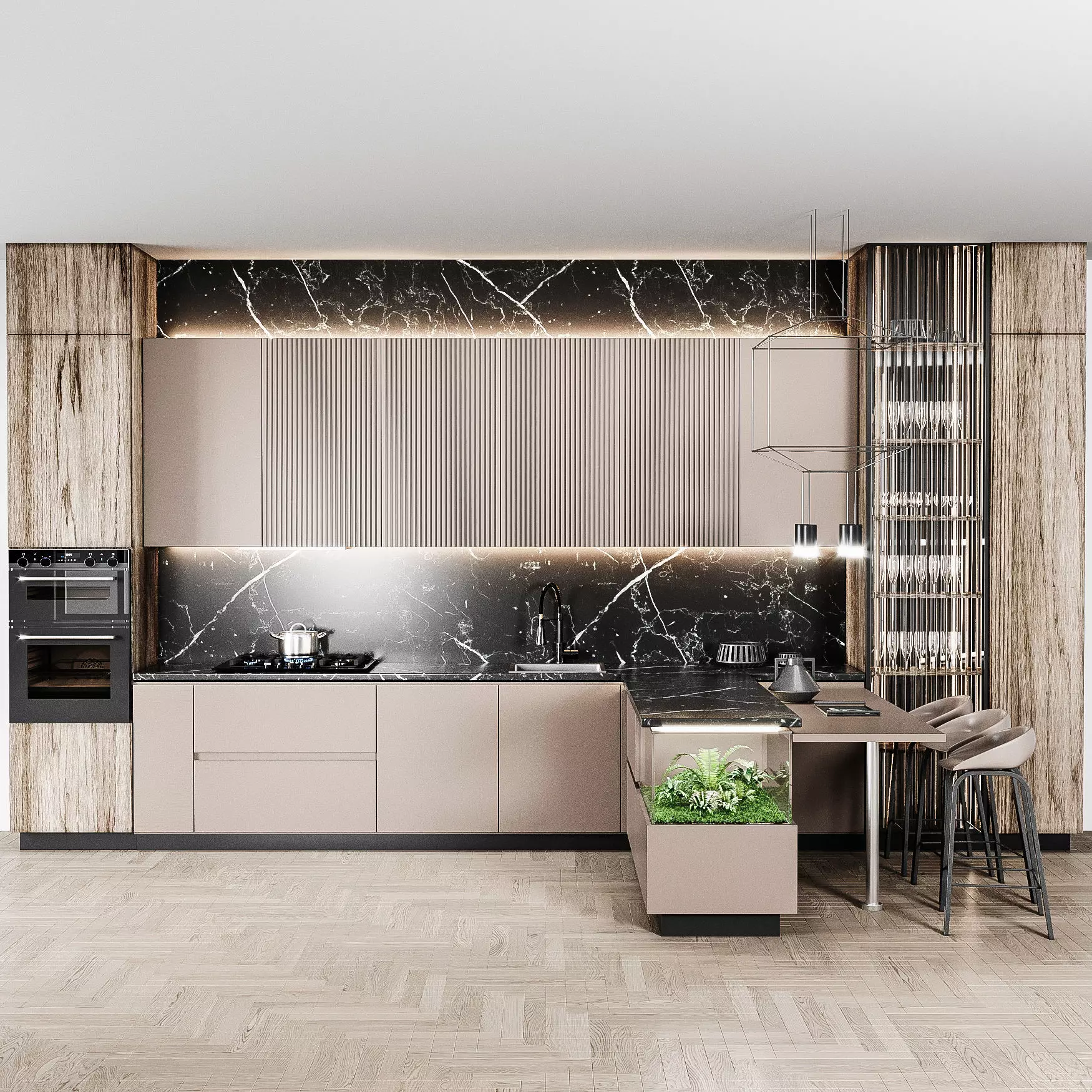 kitche84 modern kitchen with cabinets and marble counter tops 3D model_0