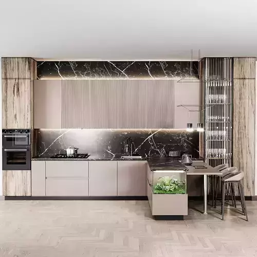 kitche84 modern kitchen with cabinets and marble counter tops