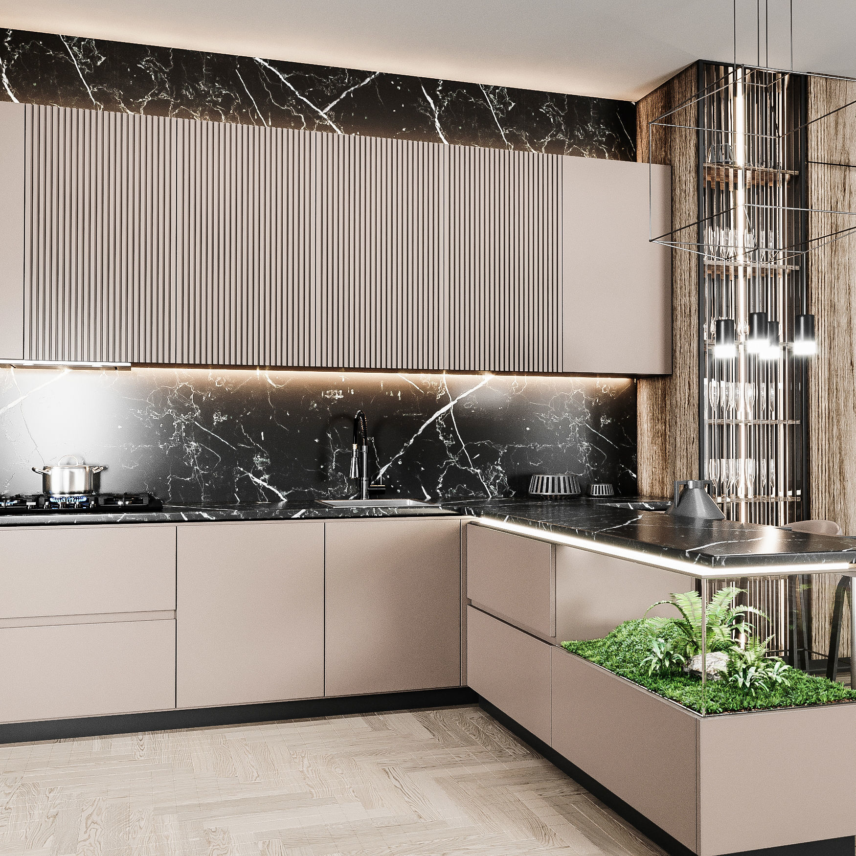 kitche84 modern kitchen with cabinets and marble counter tops 3D model_3