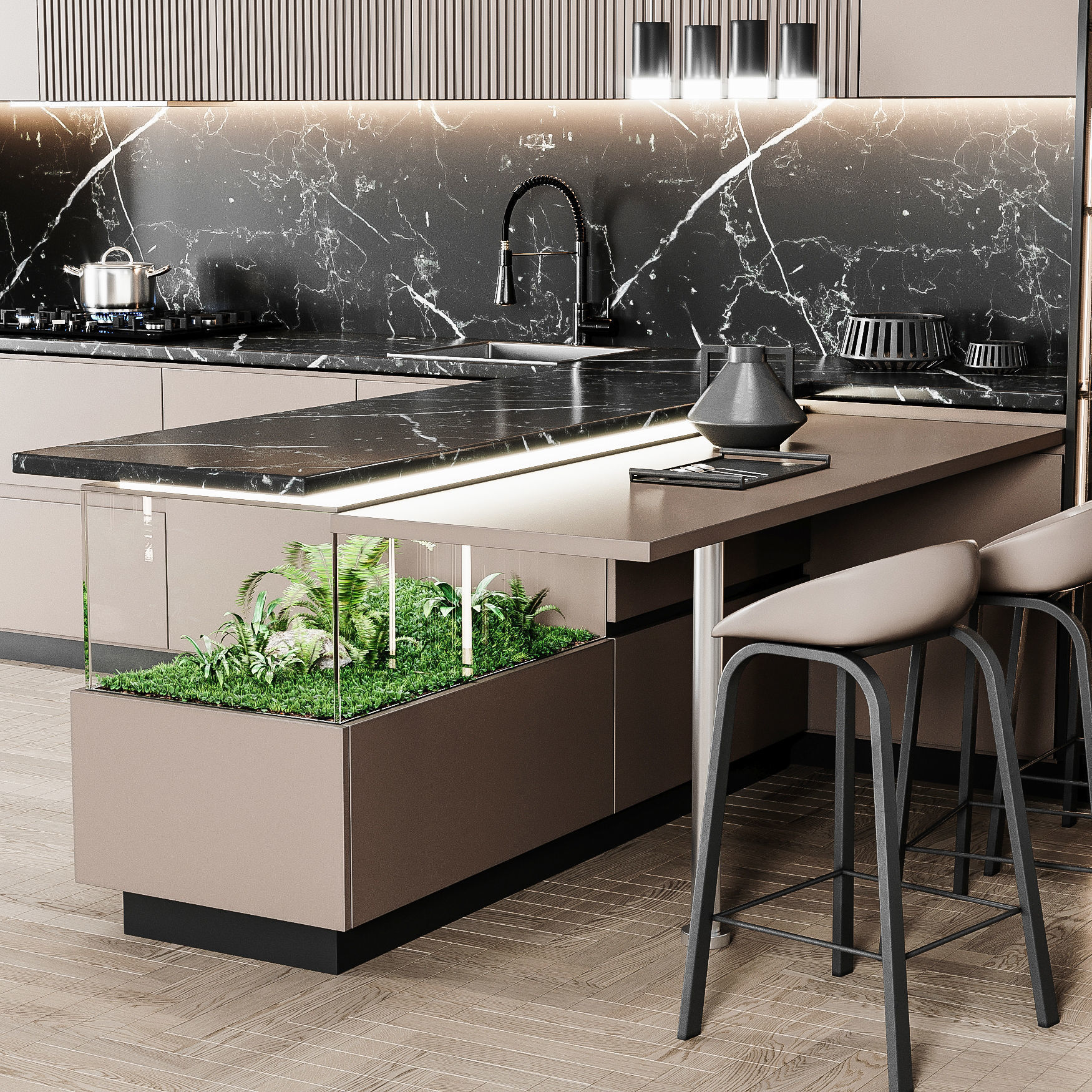 kitche84 modern kitchen with cabinets and marble counter tops 3D model_2