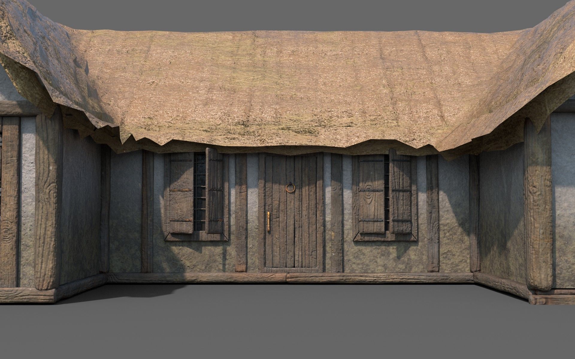 Medieval Village House 02 Low-poly 3D model_3
