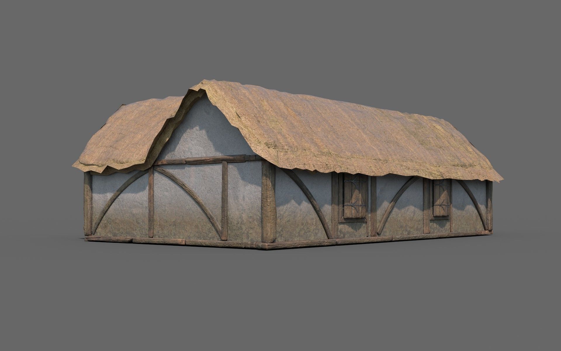 Medieval Village House 02 Low-poly 3D model_2