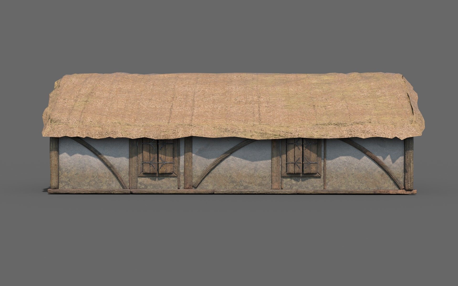 Medieval Village House 02 Low-poly 3D model_4