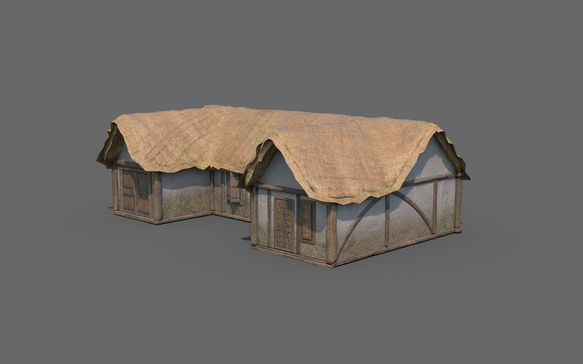 Medieval Village House 02 Low-poly 3D model_1