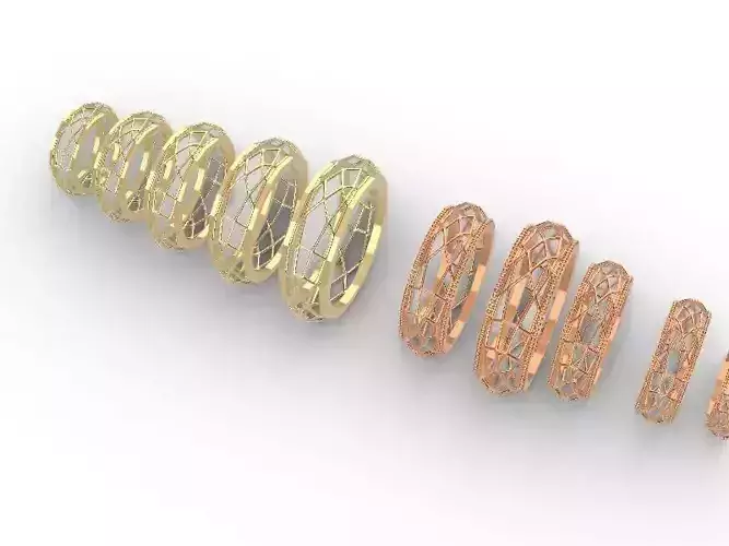 POLYGON JALI RINGS 5 SIZES STL FILE VERIFIED 3D print model