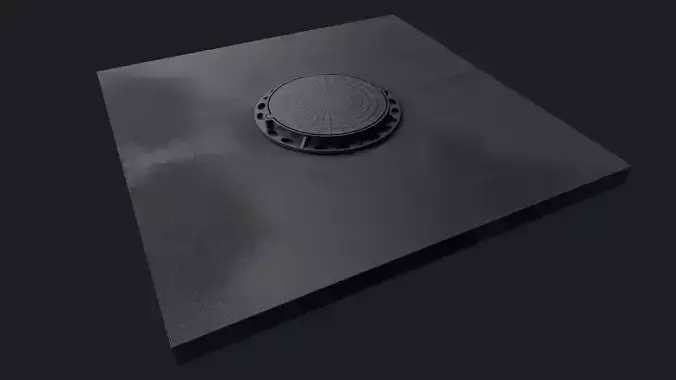 Manhole plate with hole in it Free low-poly 3D model
