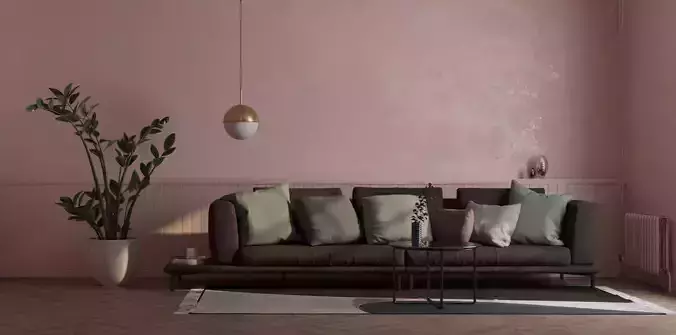 3D scene with sofa