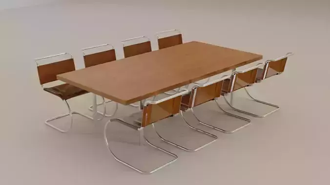 Modern 3d Table and Chair for Room