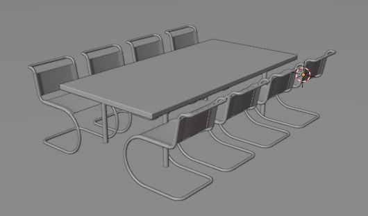 Modern 3d Table and Chair for Room Low-poly 3D model_2