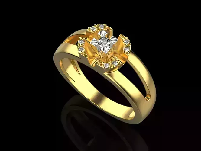 Gold ring with diamonds