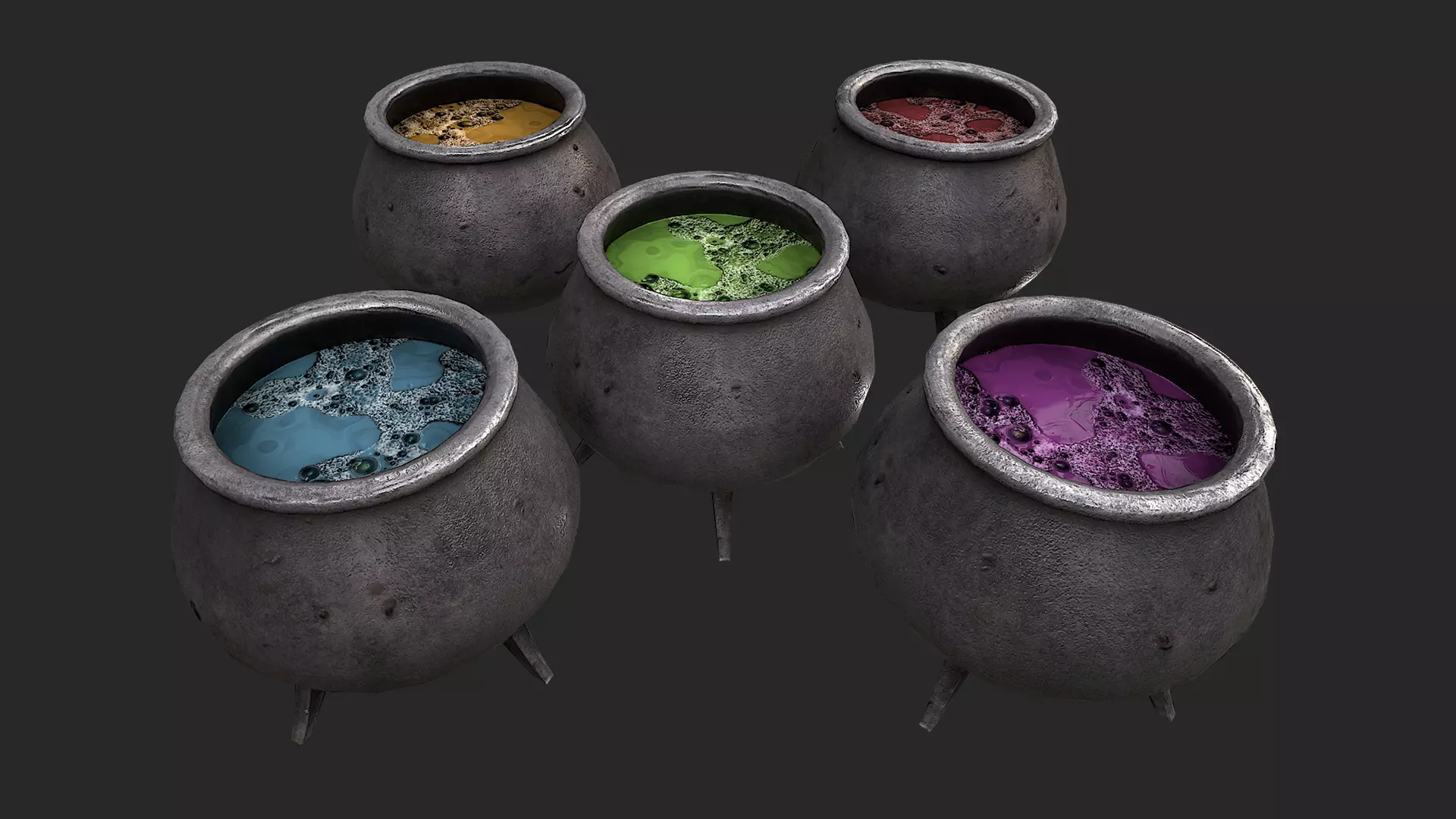 Cauldron With Liquid Witch Poisoned Potion Soup Low-poly 3D model