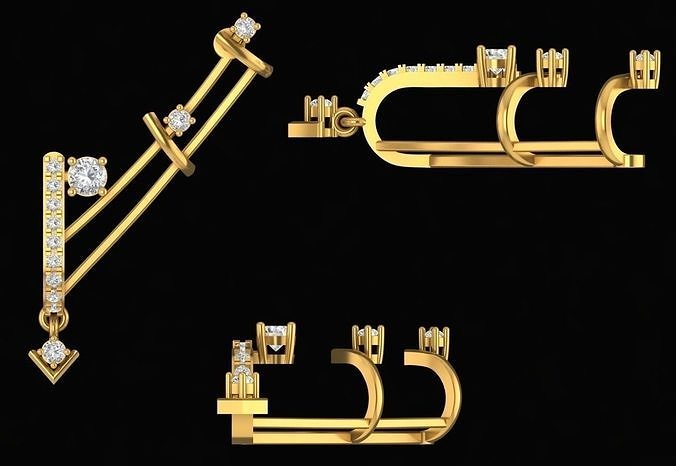 Earring gold and diamond ear cuffs 3D print model