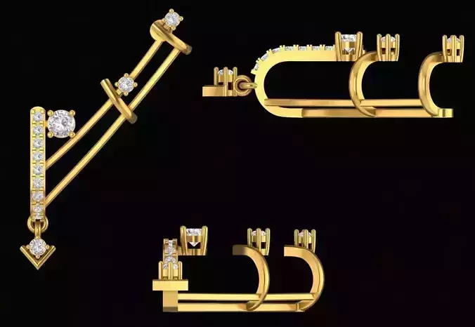 Earring gold and diamond ear cuffs