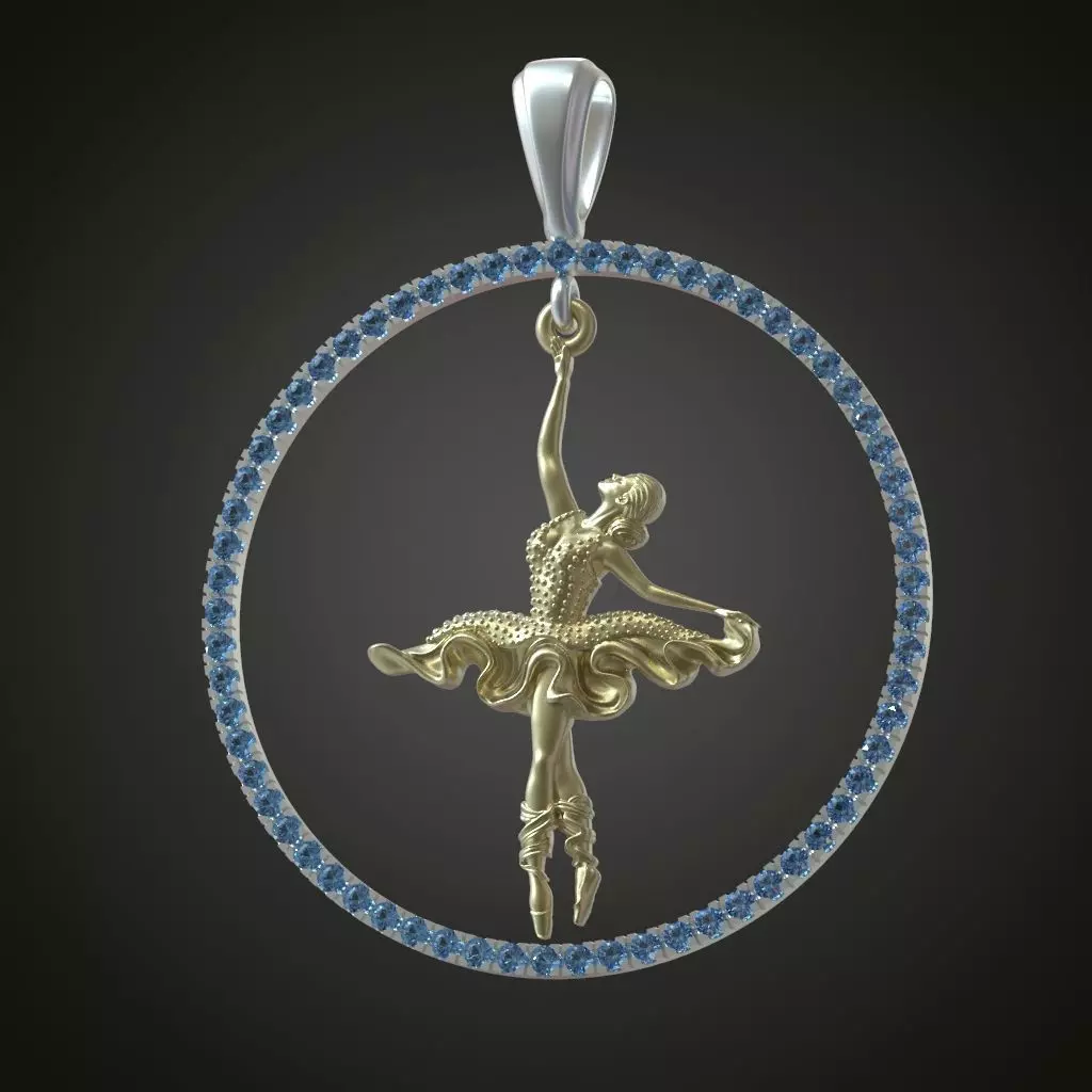 Ballerina necklace ballet dancer pendant locket 3D print model