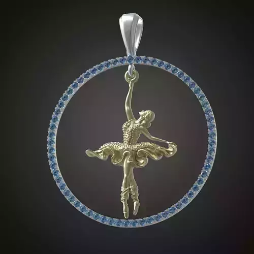 Ballerina necklace ballet dancer pendant locket 3D print model