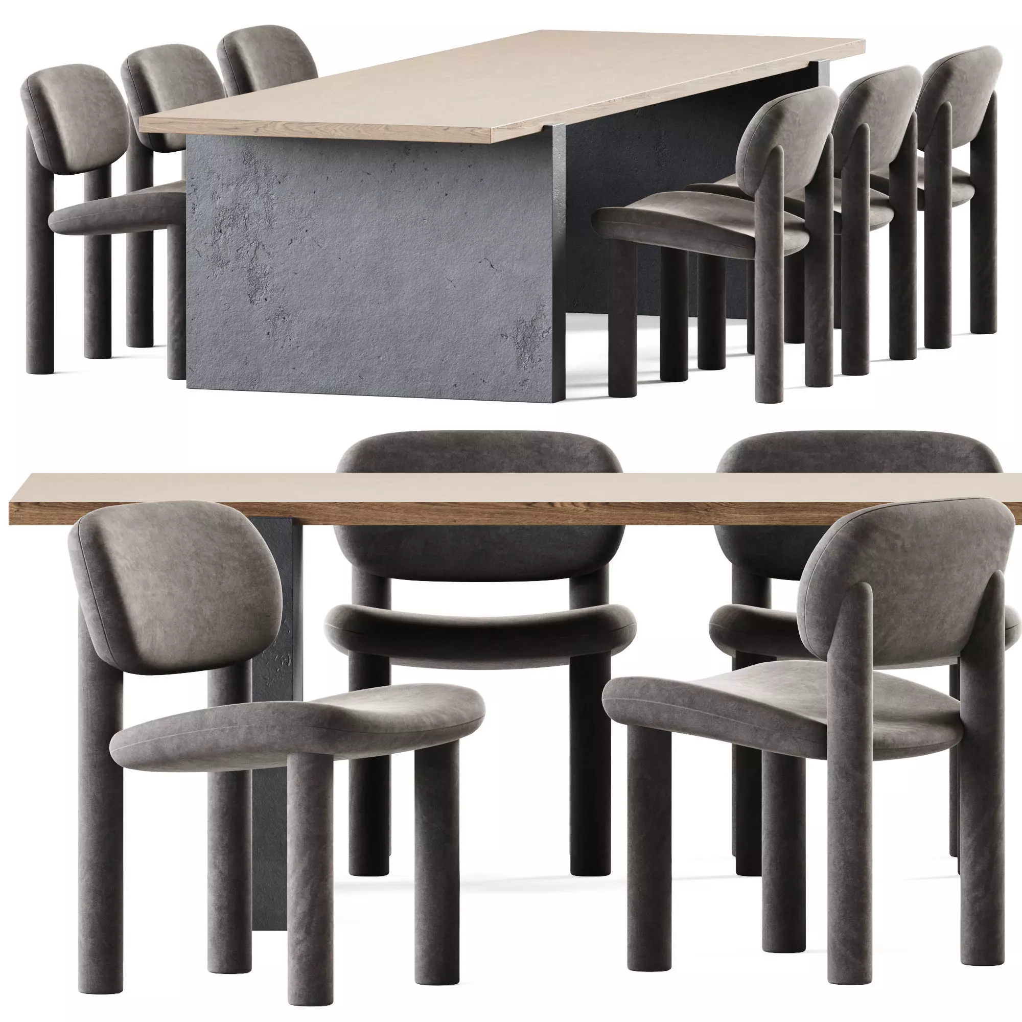 Table Accademia by Cimento and Chair Tottori Driade 3D model