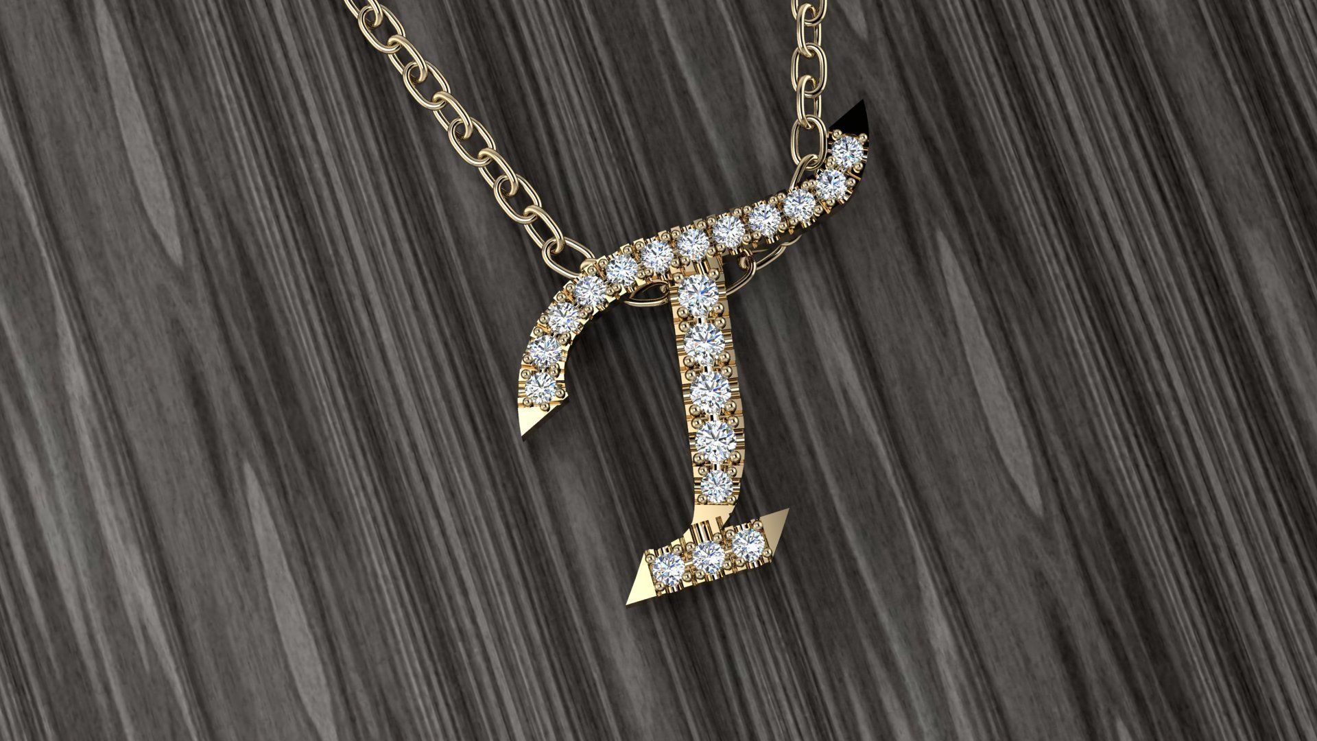 Jewelry Alphabet Pendant T 3D print model_8