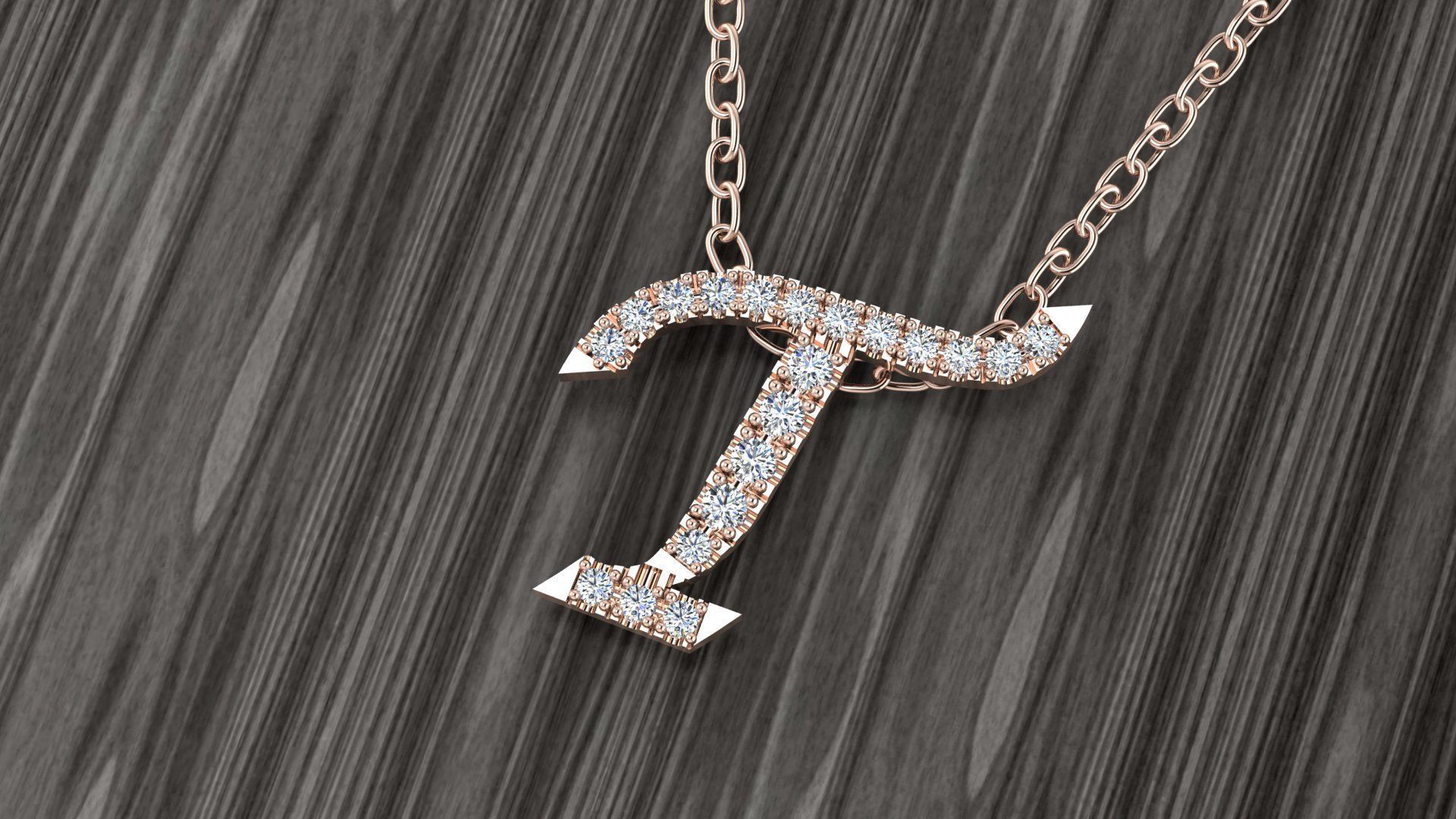 Jewelry Alphabet Pendant T 3D print model_4