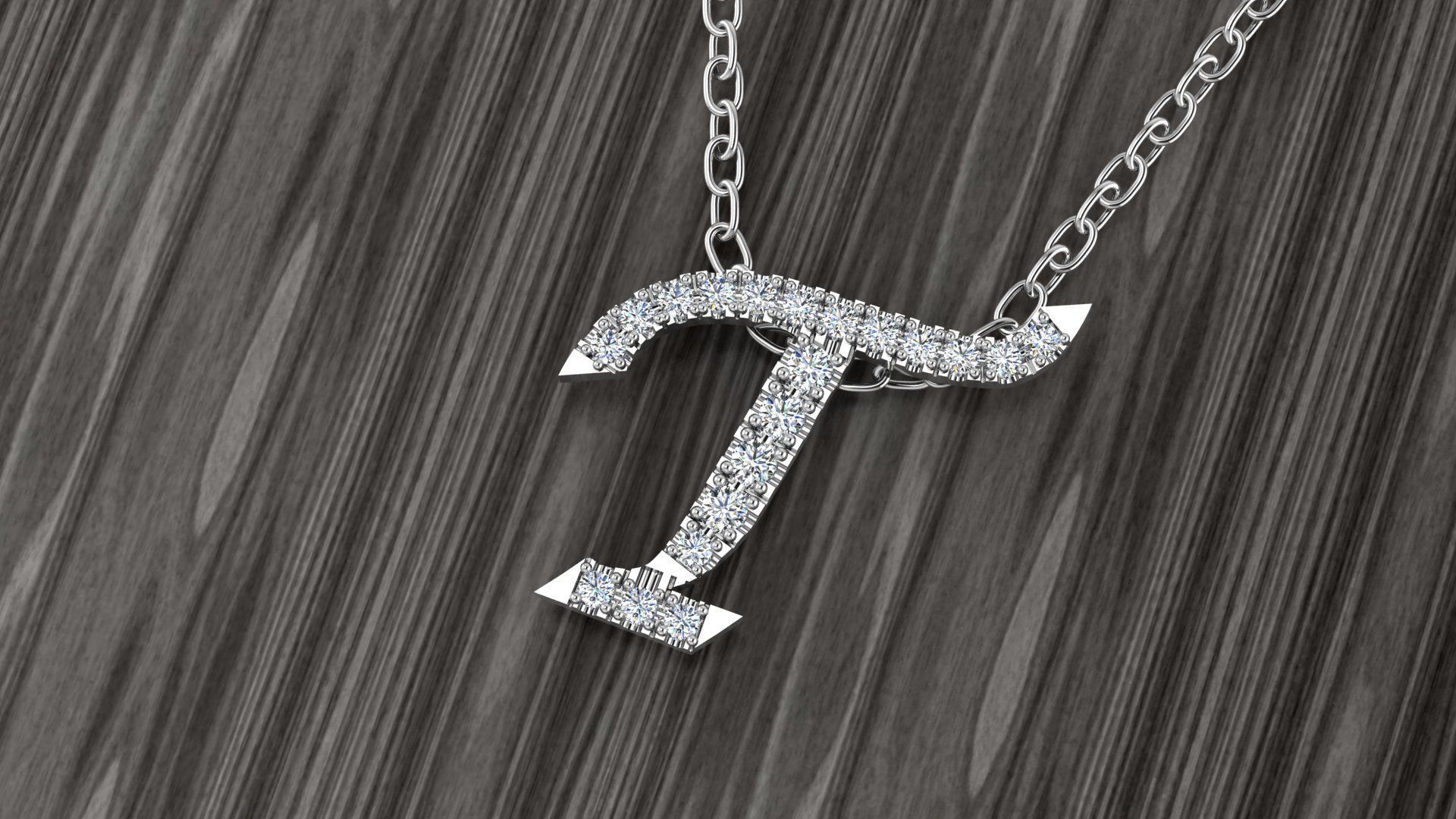 Jewelry Alphabet Pendant T 3D print model_7