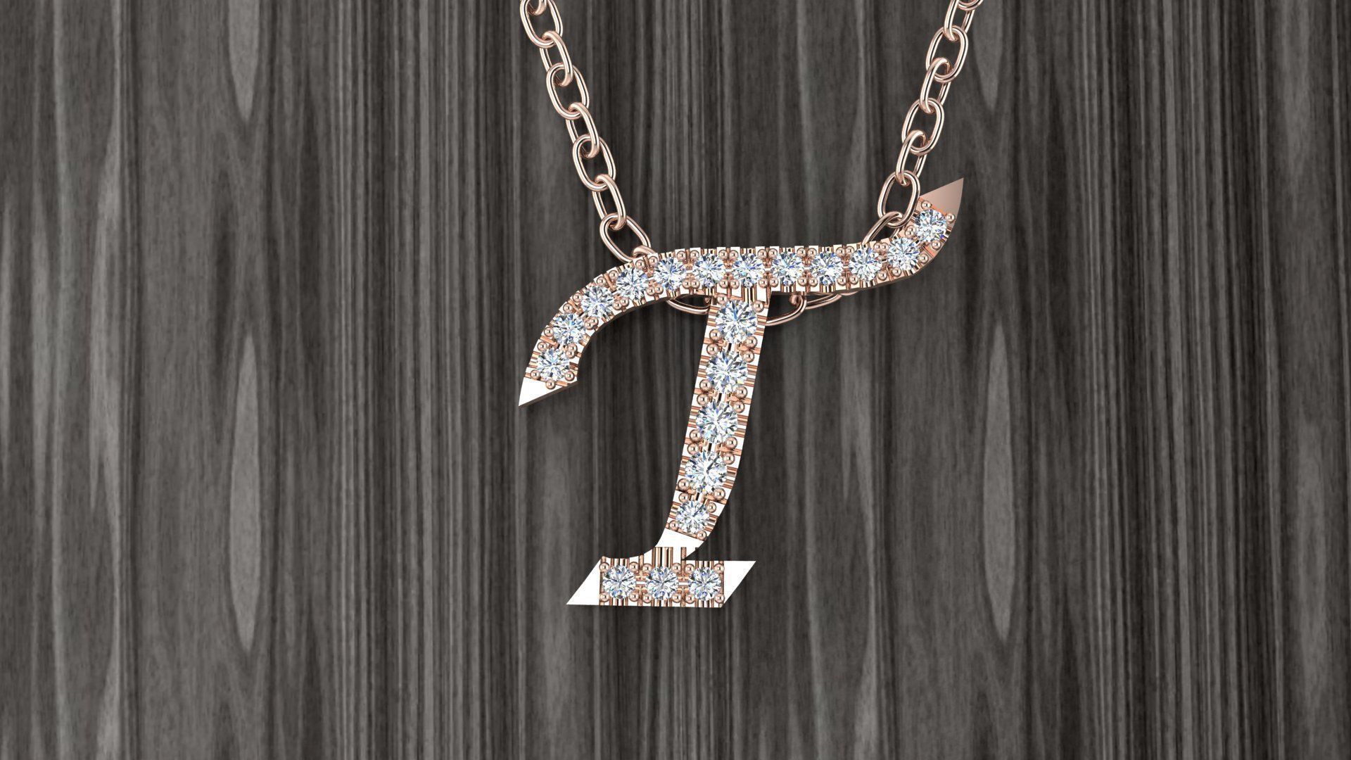 Jewelry Alphabet Pendant T 3D print model_3