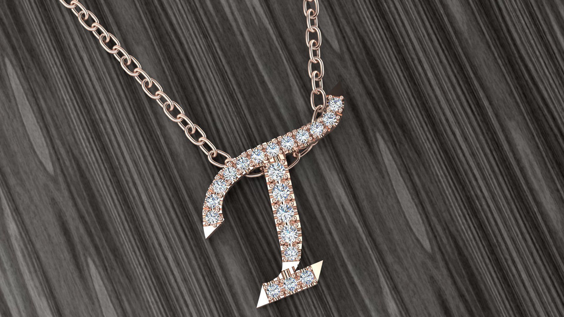 Jewelry Alphabet Pendant T 3D print model_2