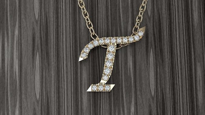 Jewelry Alphabet Pendant T 3D print model
