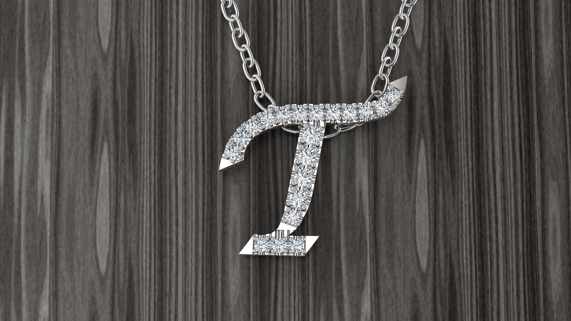 Jewelry Alphabet Pendant T 3D print model_6